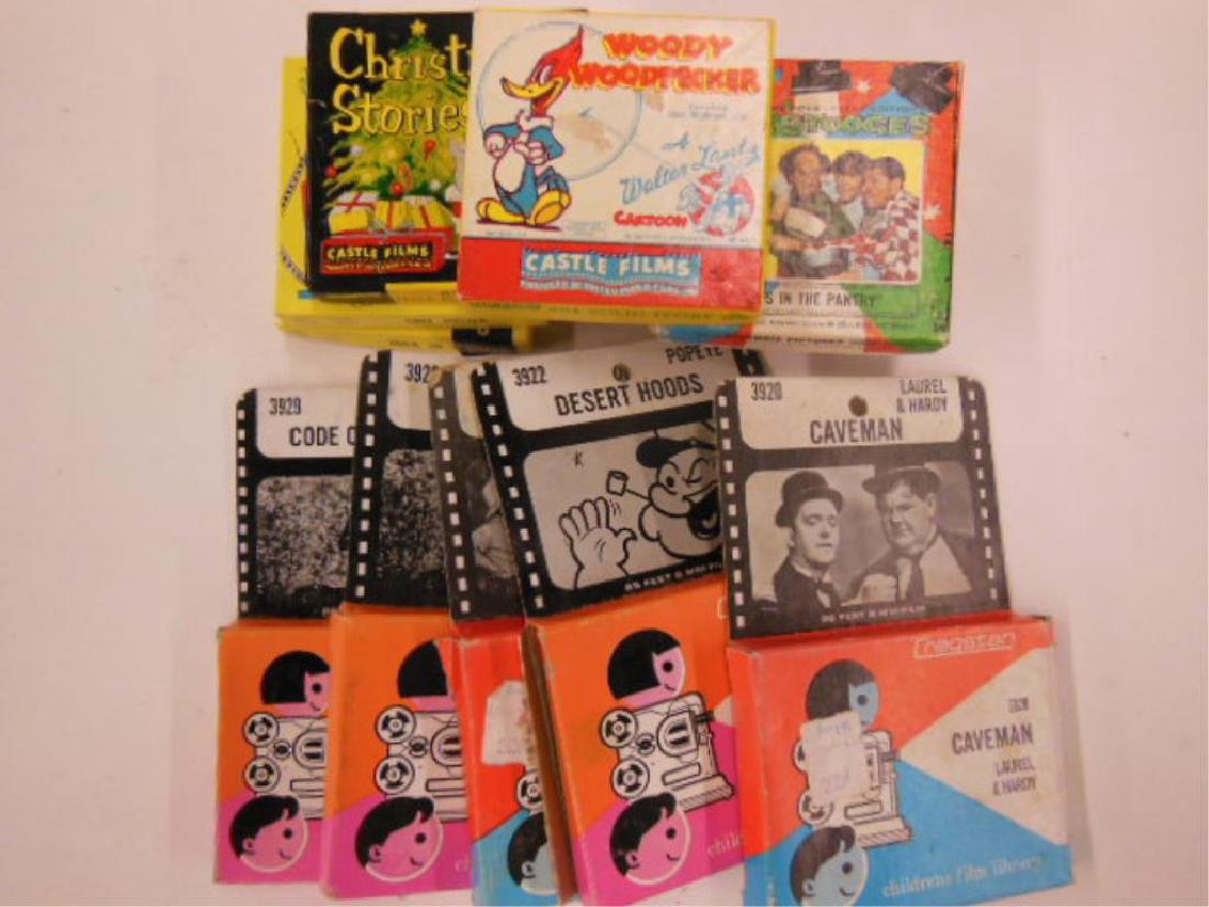 12 Vintage 8mm Movies Cartoon & Other: Twelve Vintage 8mm Movies Cartoon and Other including: five 25' Children's Library (with attached cardboard identifying card) Laurel & Hardy, Popeye, Our Gang, Cowboy Justice and Code of Courage, thre