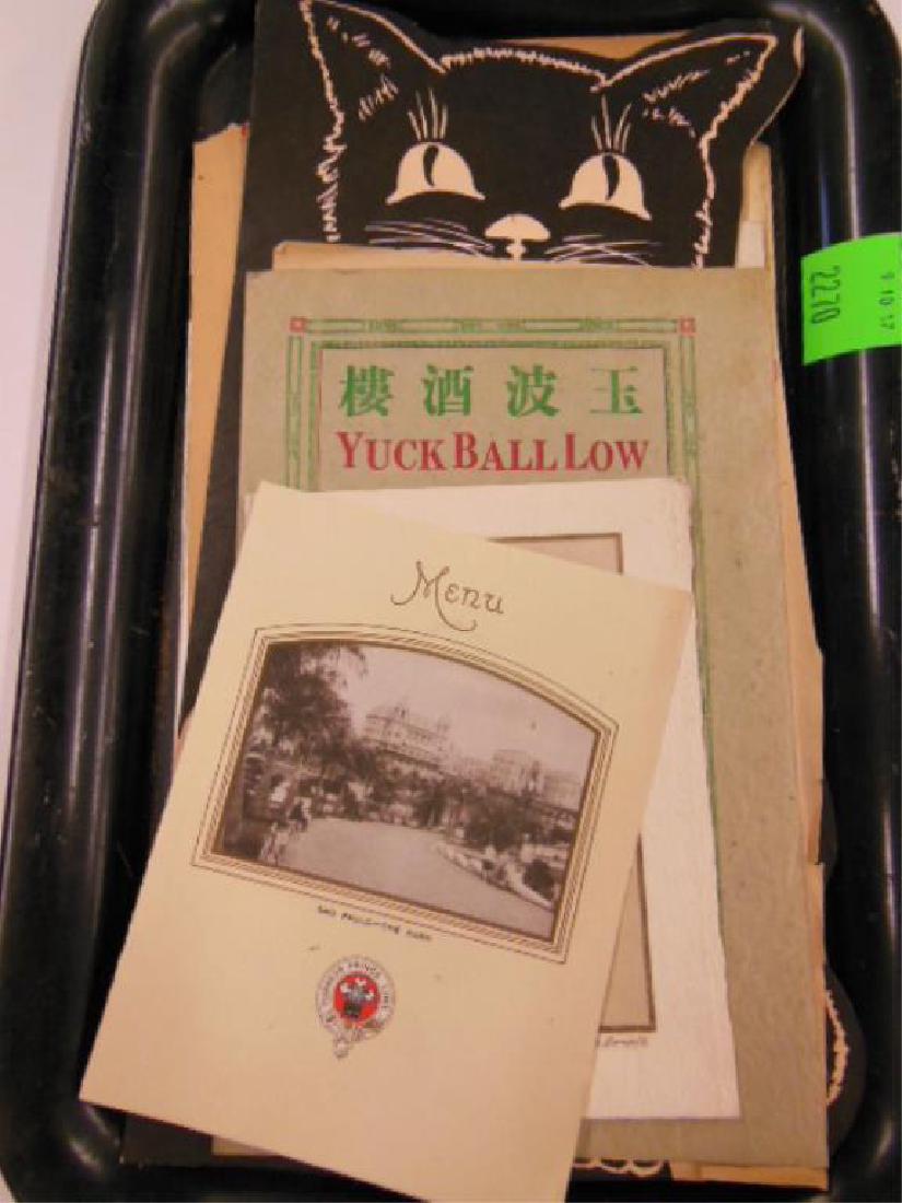 Lot of Assorted Vintage Menus: Lot of Assorted Vintage Menus, coconut grove, 1716 N. 12th St. Yuck ball low, 747 Grant Ave. Some from Cal, Gateway Casino, Fort Side Inn, Whitemarsh, PA, three cruise ship menus - Furness Prince Line