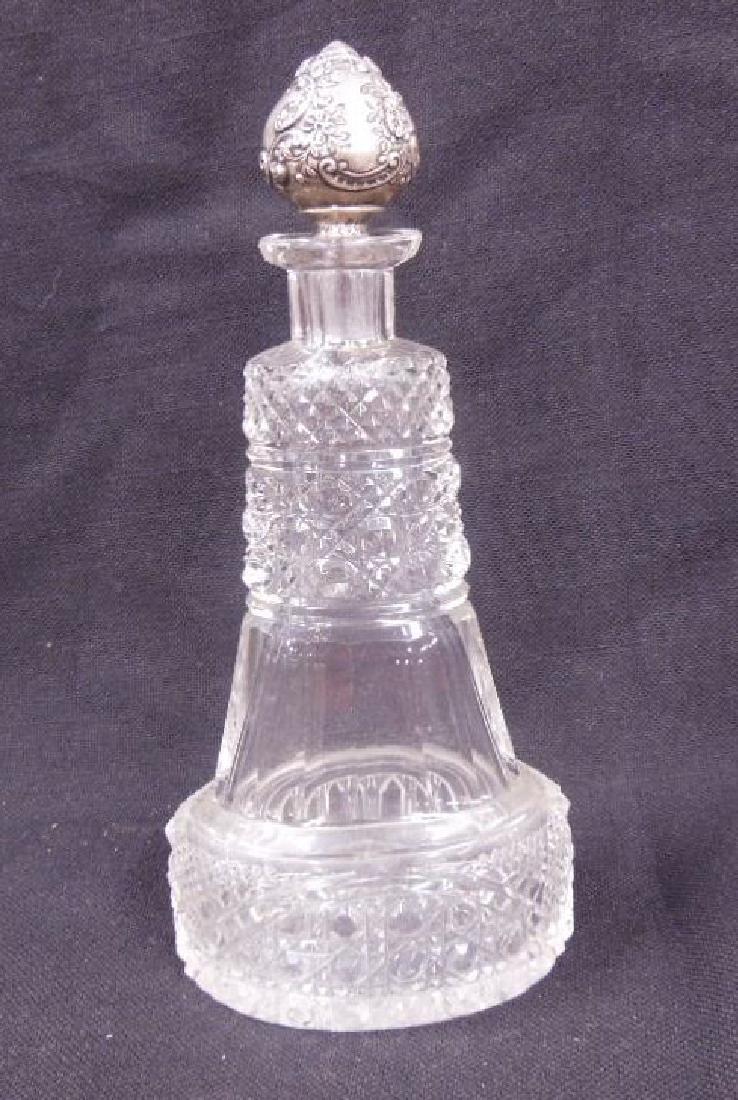 Cut Glass & Sterling Top Perfume Bottle (1 of 5)