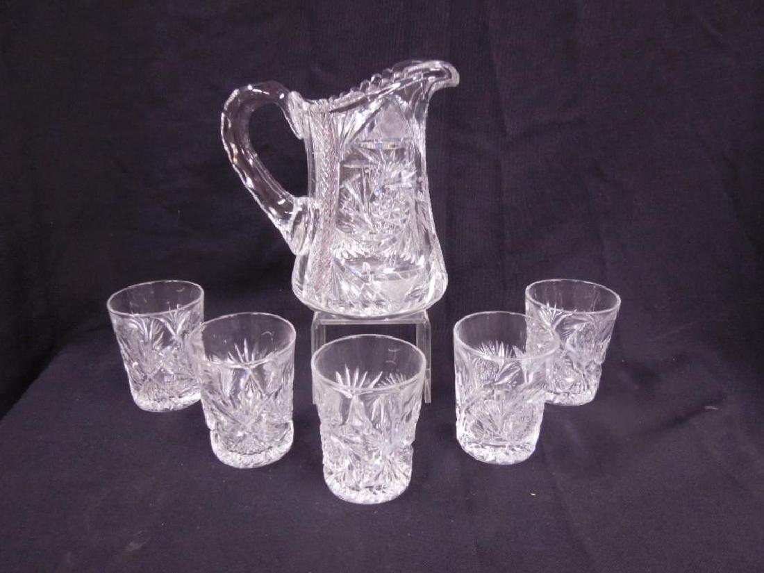 American cut Glass Pitcher & Tumblers Set (1 of 3)