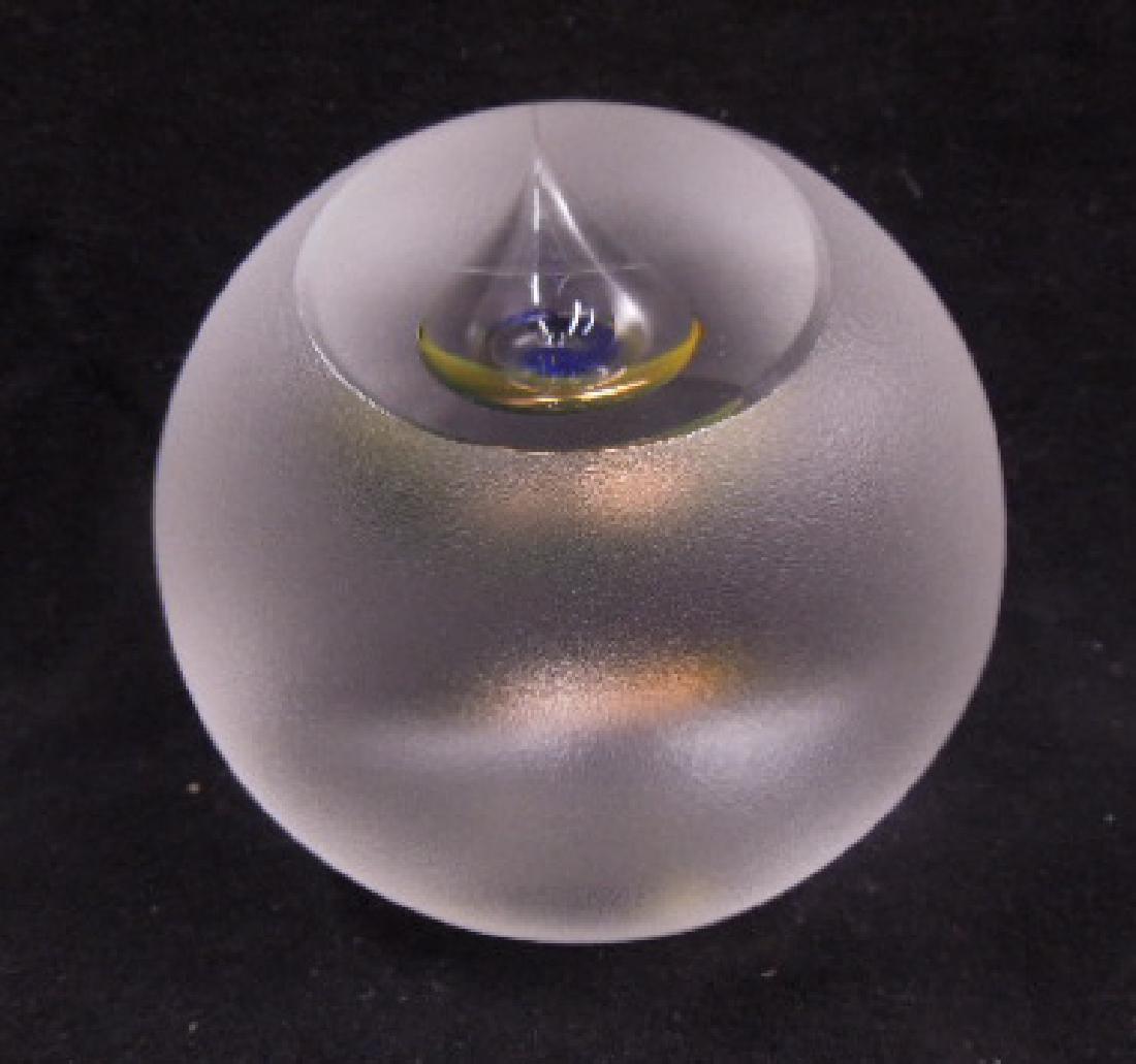 Kosta Boda Paperweight Sculpture: Contemporary 20th C. Kosta Boda signed Royal Art Collection crystal glass 5' (h) x 4" (l) #97939 paperweight sculpture, designed by Goran Warff. CONDITION: Very good condition with no damage.