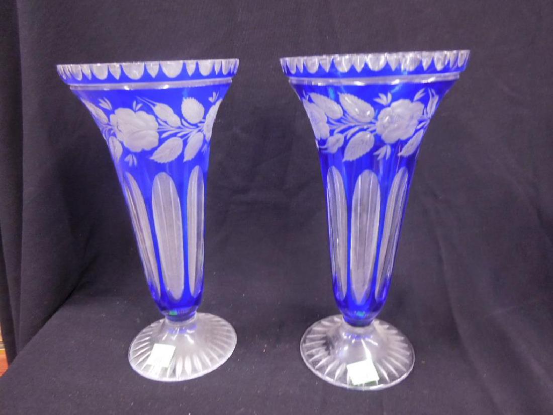 Bohemian Cut to Clear Glass Vases (1 of 6)