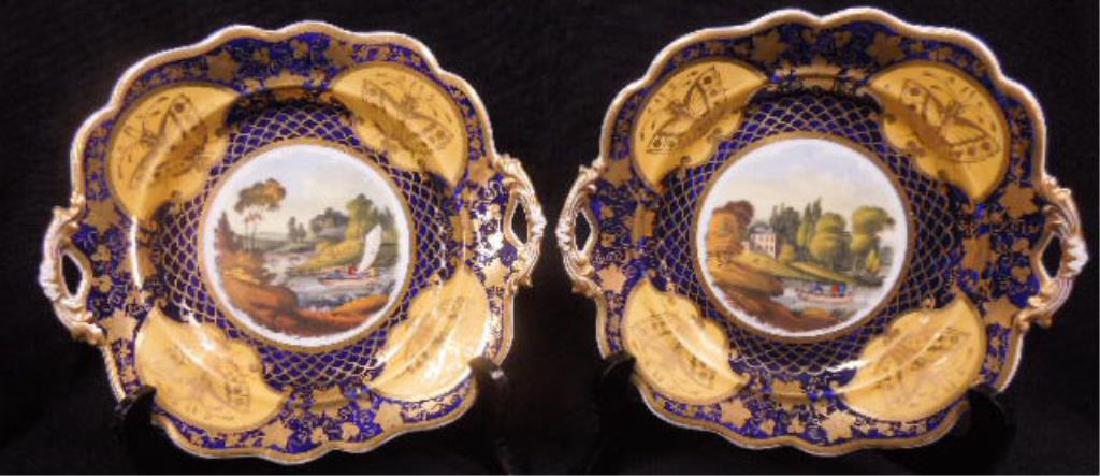 Pair 19th C. Worcester Porcelain Plates (1 of 9)