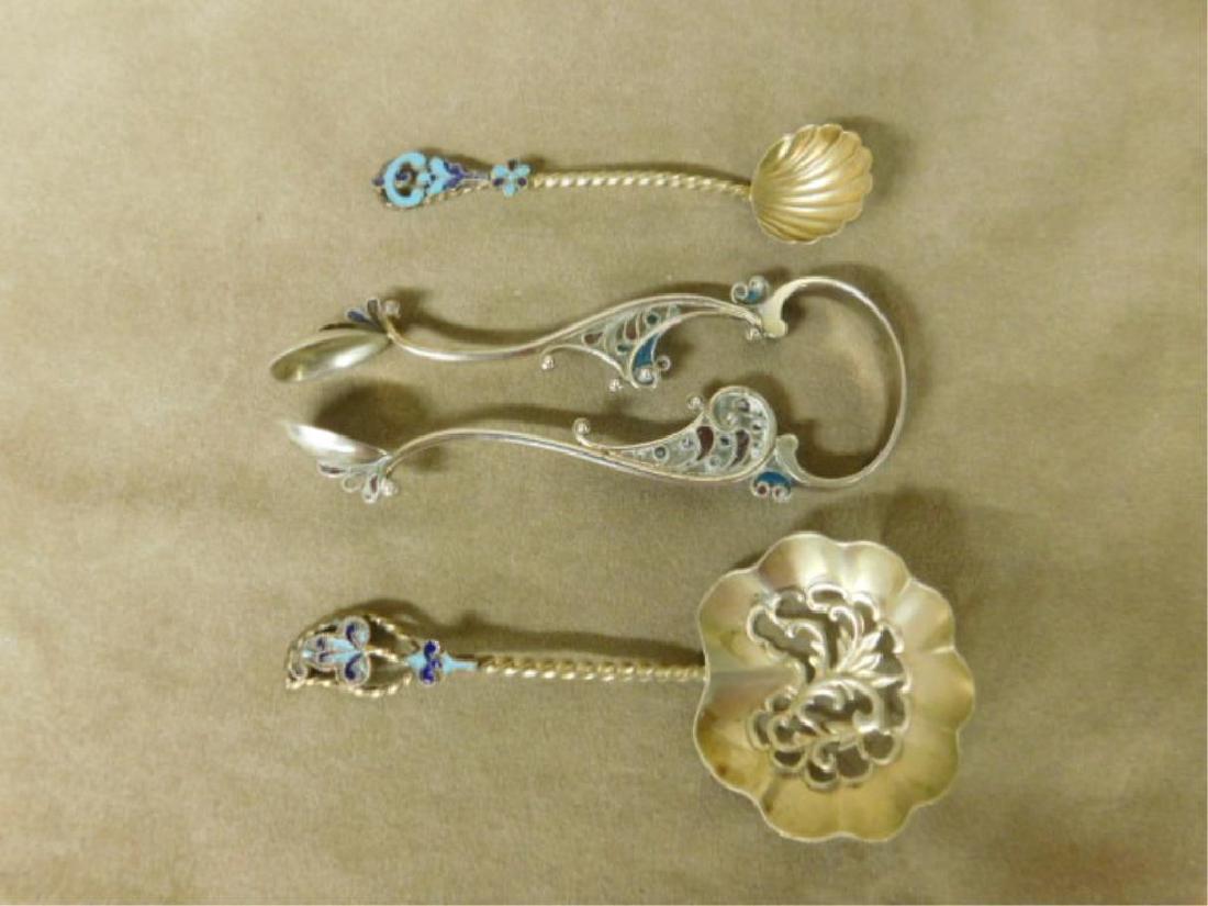 Sterling Enameled Spoons & Tongs (1 of 4)