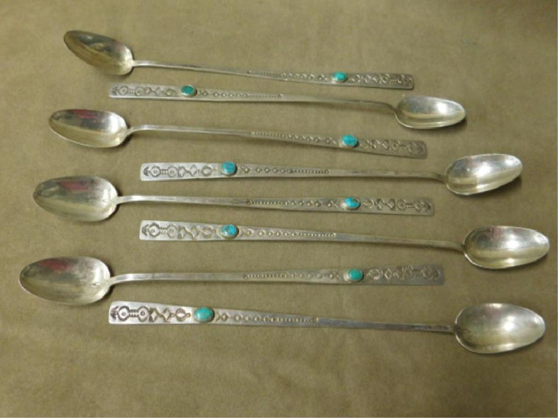 8 Sterling & Turquoise Ice Tea Spoons (1 of 2)