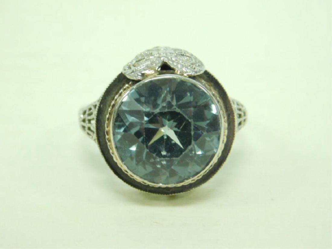 14K WG Deco Aquamarine Ring (1 of 7)
