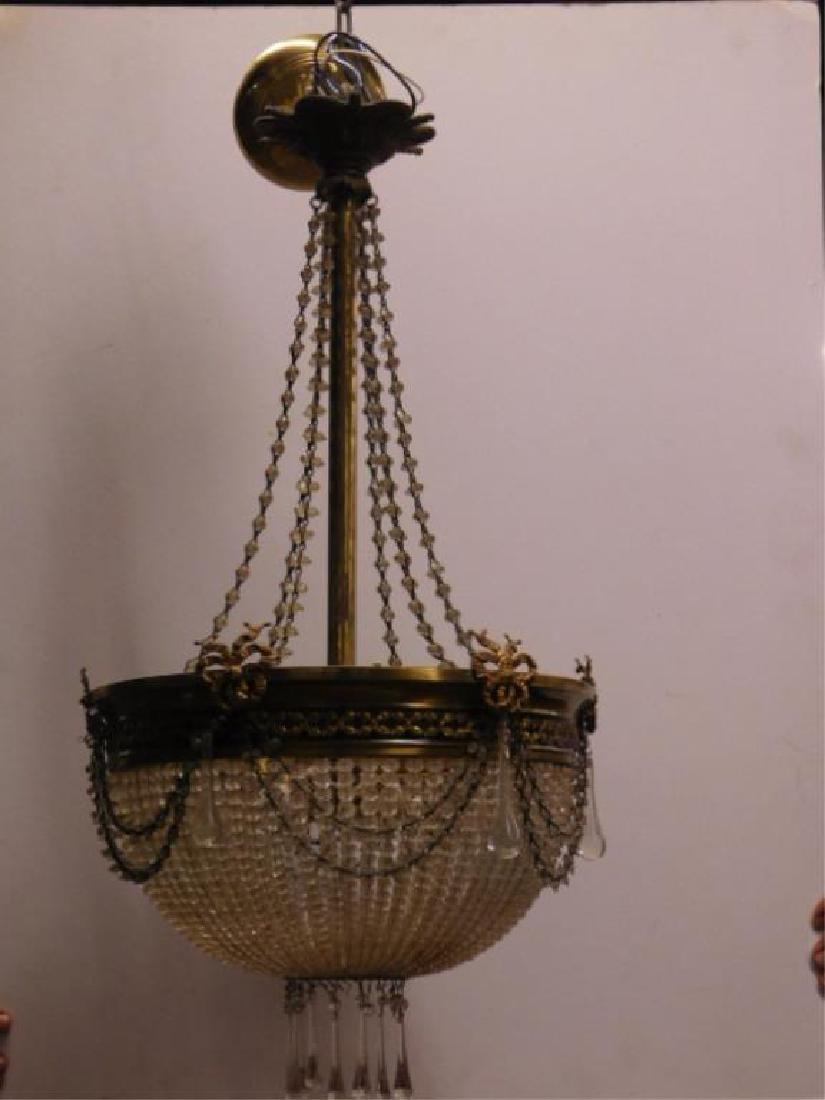 French Brass & Crystal Chandelier (1 of 3)