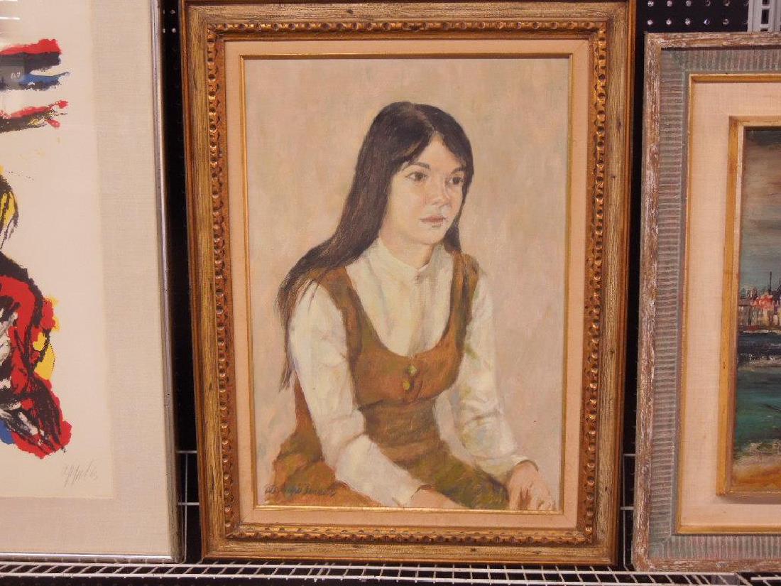 R.W. Barnett, o/c Portrait of Linda Cohen: Rita Wolpe Barnett, signed, oil on canvas, Portrait of Linda Cohen, 32" h x 24" w = frame. [Provenance: Estate of the artist; Estate of Selma Wolpe Cohen, sister of the artist]. CONDITION: No issues i