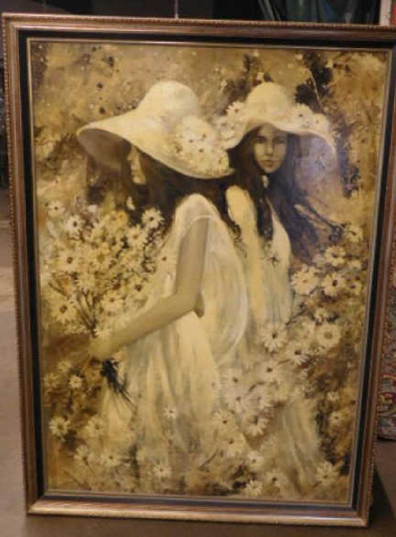G. Shelly o/c, 2 Girls w/ Bonnets & Flowers (1 of 4)