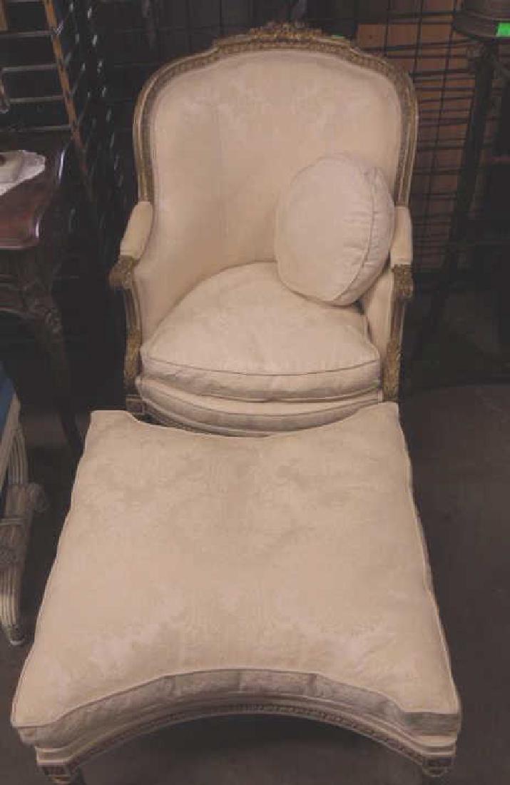 Louis XVI Style Arm Chair & Ottoman (1 of 3)
