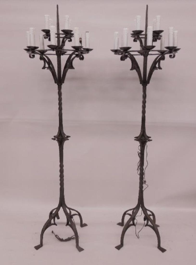 Pr of Gothic Style Floor Candelabras
