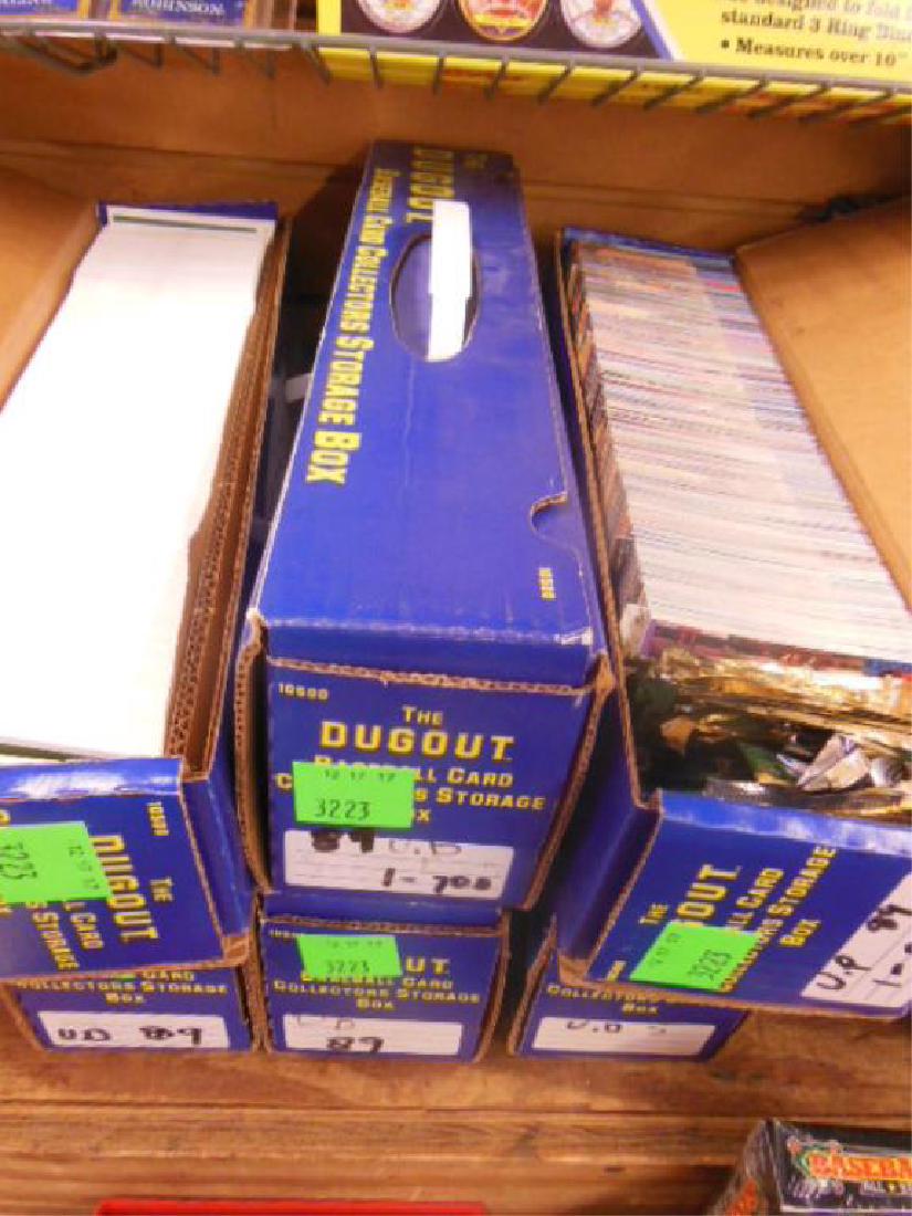 [6] Upper Deck Baseball Card Partial Sets: [6] Upper Deck Baseball Card Partial Sets, 1989, all in Dugout Baseball card Collectors Storage Boxes, [1] box #28-259 with duplicates, [2] boxes #1-700 plus [3] other with partial sets Condition: no