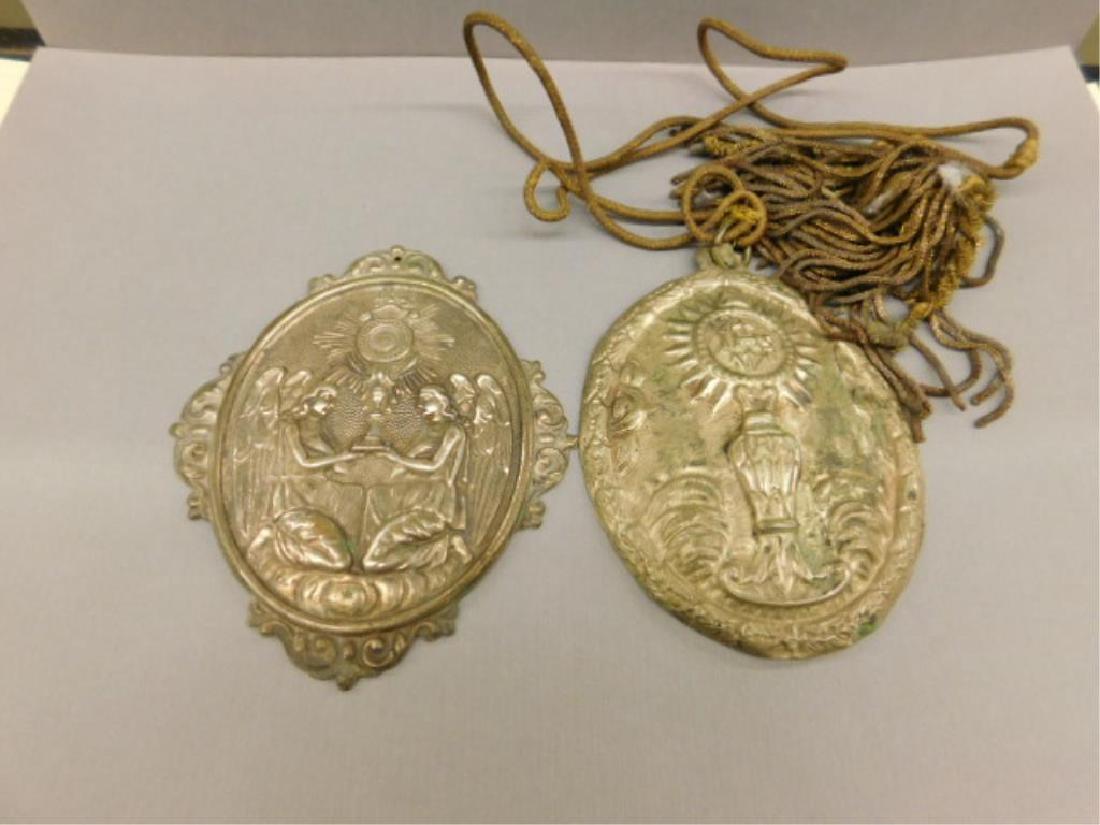 2 Metal Monstrance Cover Plaques (1 of 2)