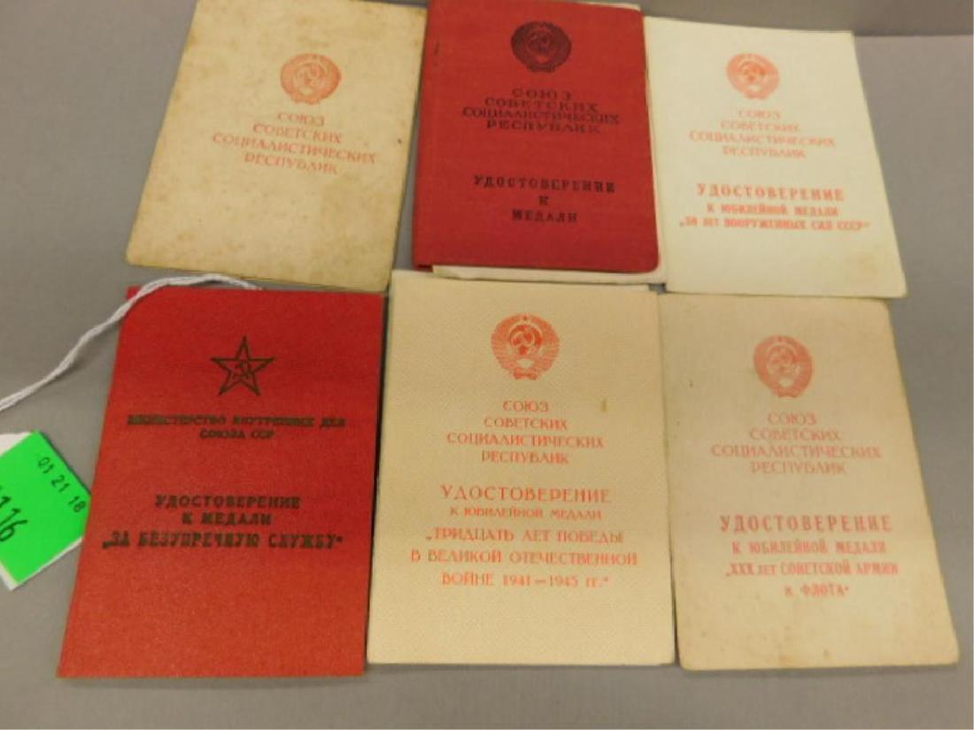 7 Soviet Paper Medal Certificates (1 of 5)