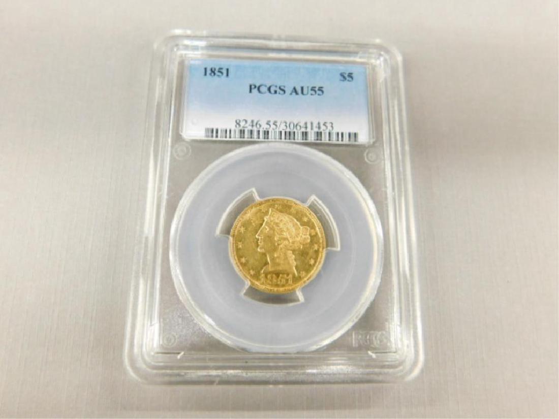 1851 $5 dollar liberty head gold coin (1 of 2)