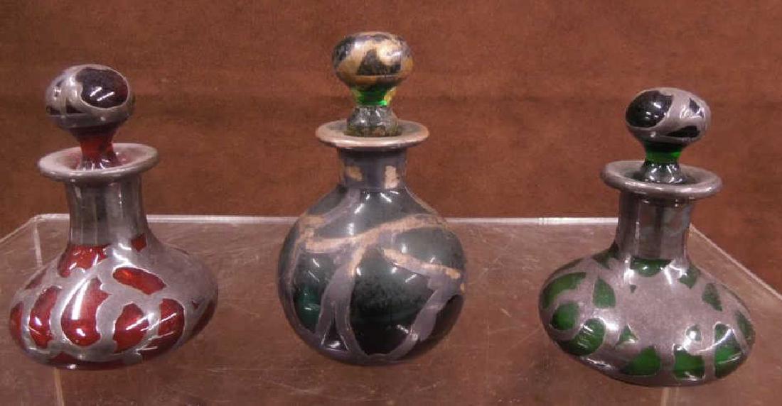 3 Sterling Silver Overlay Perfume Bottles (1 of 4)