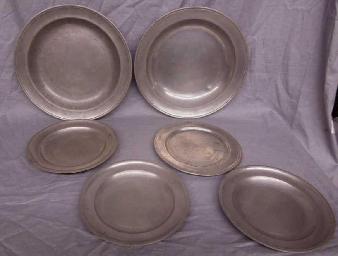 Six 19th C. Pewter Plates (1 of 3)