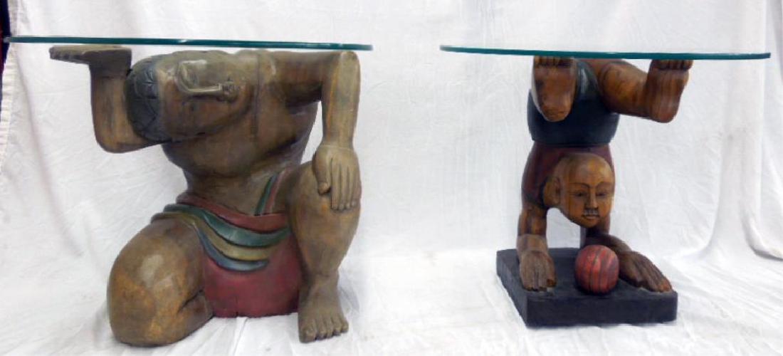 2 Chinese Figural Wood Carved Tabourets (1 of 9)