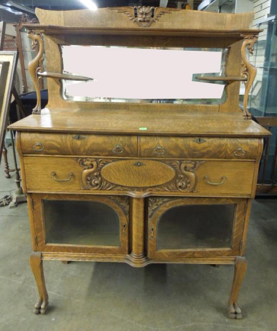 Griffin Carved Oak Buffet (1 of 6)