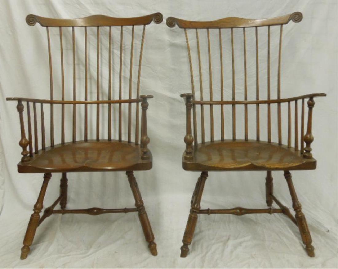 Pr Comb Back Windsor Style Arm Chairs (1 of 7)