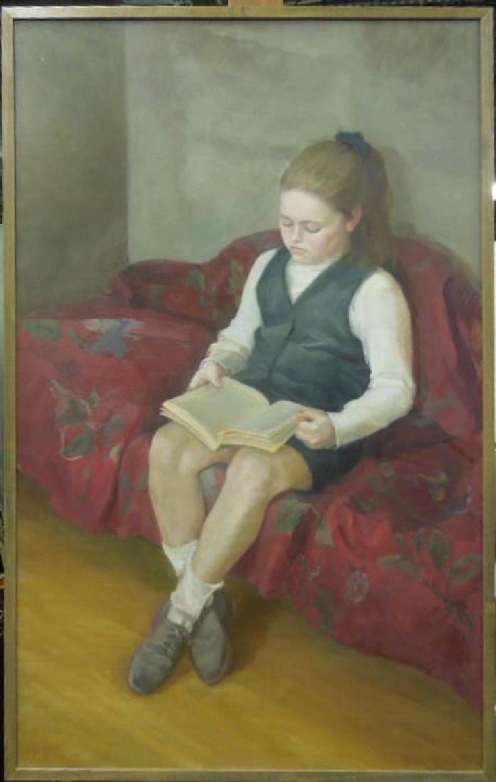 T. Miller, o/c, Young Girl Reading (1 of 3)