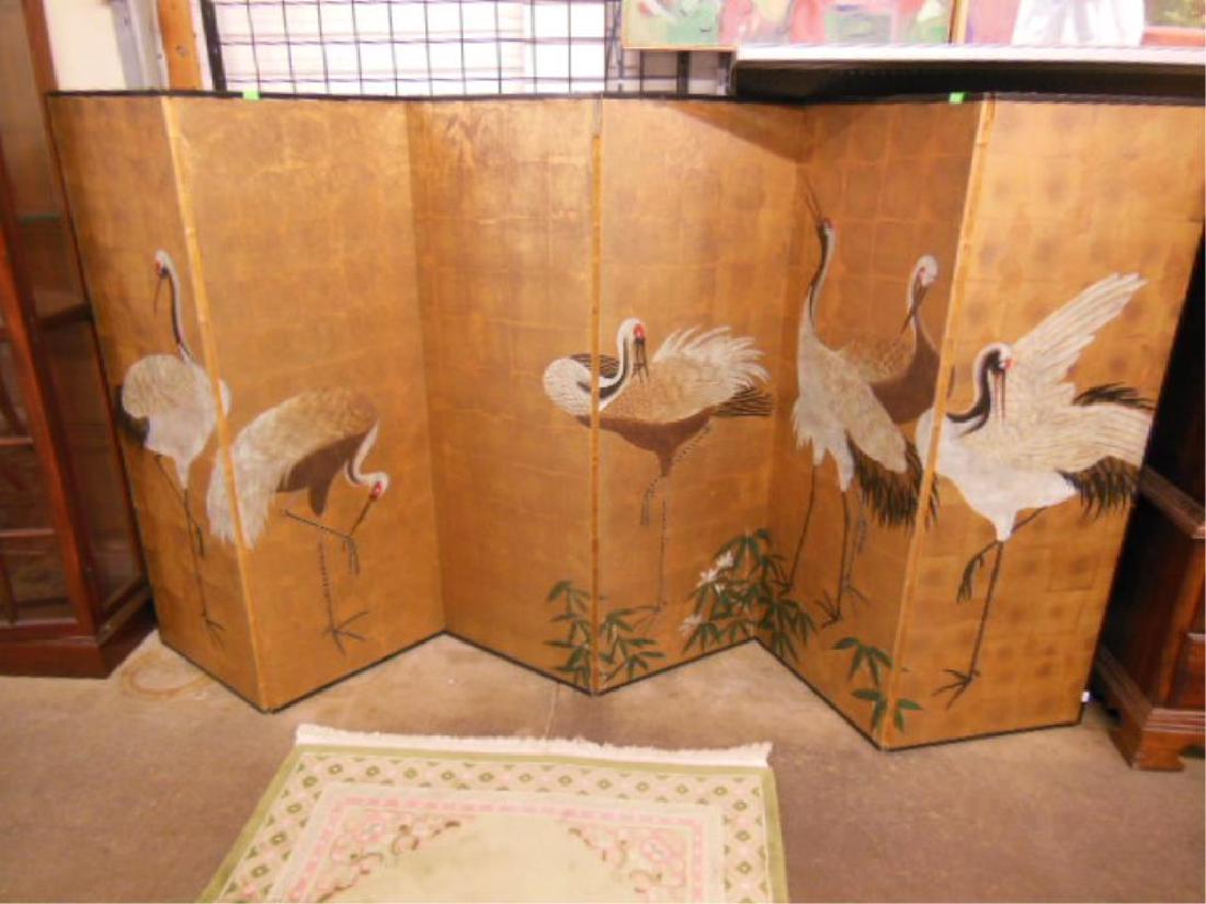 Japanese 6 Part Painted Wall Panel (1 of 3)