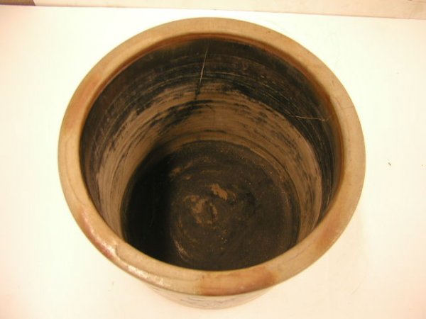 Signed floral decorated stoneware crock - 8