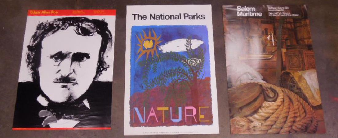 Leonard Baskin & Ben Shahn, National Park Posters: Leonard Baskin& Ben Shahn, National Park Posters, set of three produced by the Deptartment of the Interior. for the Nat. Park Service: Edgar Allan Poe by Leonard Baskin, The National Parks: Nature by