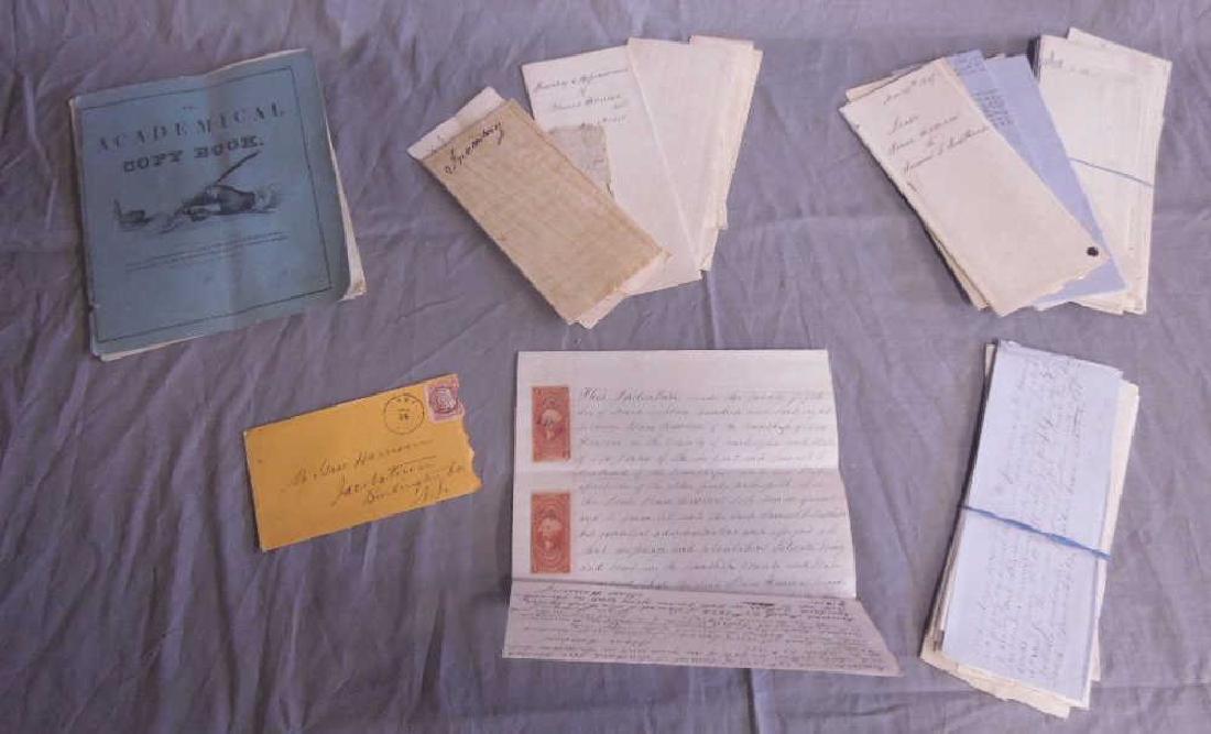 1874 Appraisal of Estate of Isaac Harrison: 1874 Appraisal of Estate of Isaac Harrison; (a) 9 documents list appraisal value, purchase costs, loans, savings etc, as early as 1777; (b) appraisal includes: furniture, cattle, etc. CONDITION: Good,