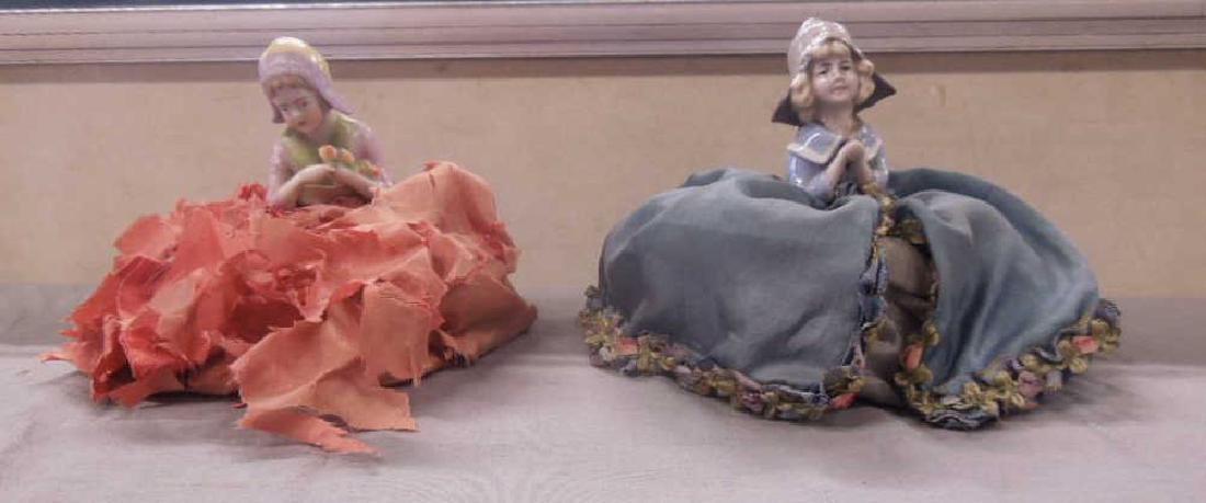 2 Vintage Porcelain Half Doll Pin Cushions (1 of 2)
