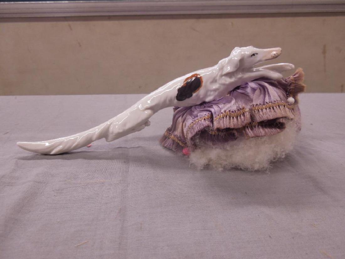 Rare Vintage Porcelain Greyhound on Cone (1 of 2)