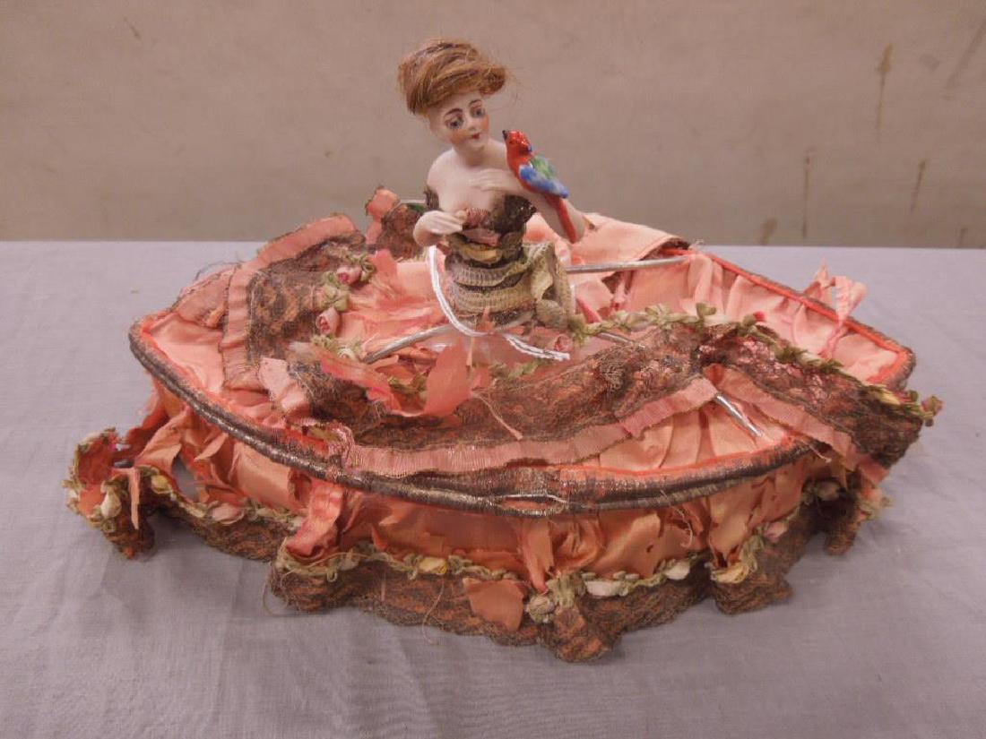 Vintage Porcelain Half Doll Sewing Box (1 of 1)