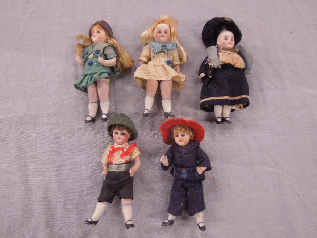 Five 19th C. Bisque Dollhouse Dolls (1 of 1)