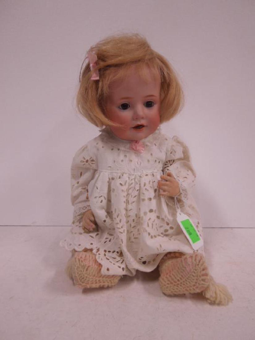 J.D. Kestner Bisque Character Baby Doll: J.D. Kestner Bisque Character Baby Doll, incised "Y. made in Germany, 13, 247 J.D.K." 5"d bisque head, brown sleep eyes, open mouth with single tooth and tongue, hand painted face, eyelash and eyebrow