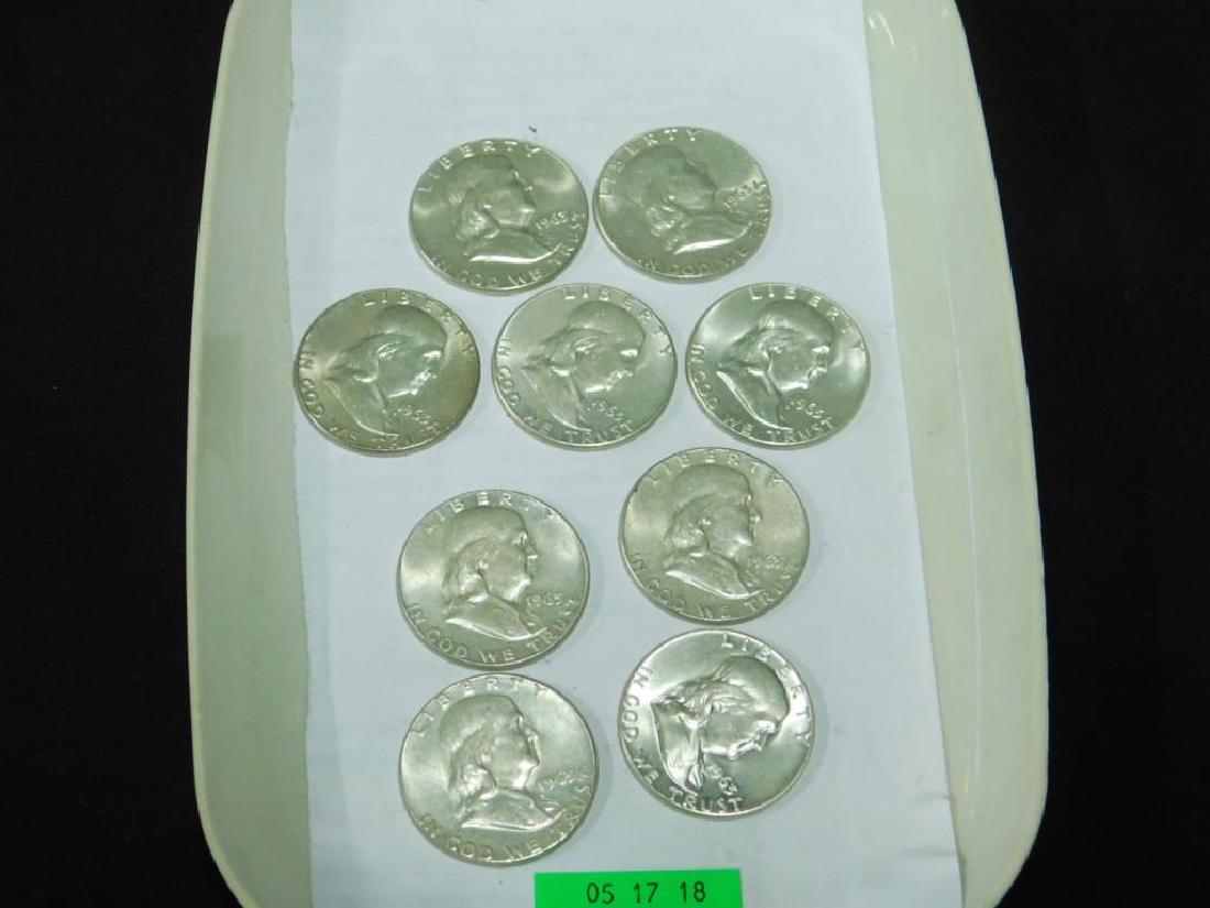 (9) 1963 Franklin Half Dollars (1 of 1)
