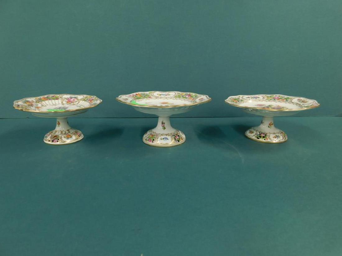 3 Dresden Floral Painted Tazzas (1 of 9)