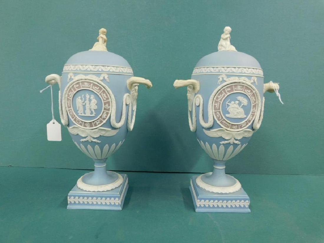 Pr Wedgwood Jasper Ware Tricolor Zodiac Urns (1 of 16)
