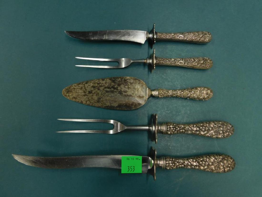 Kirk Steiff Sterling Repousse Large Carving Sets (1 of 8)