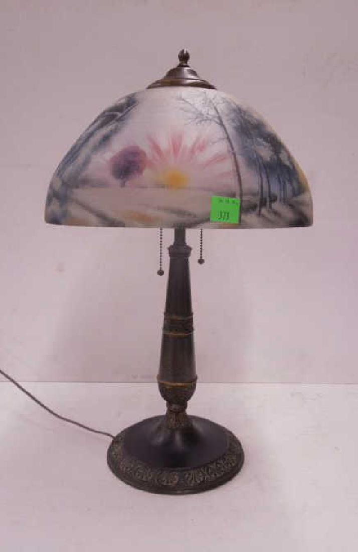 Reverse Painted Table Lamp - Winter Scene (1 of 14)