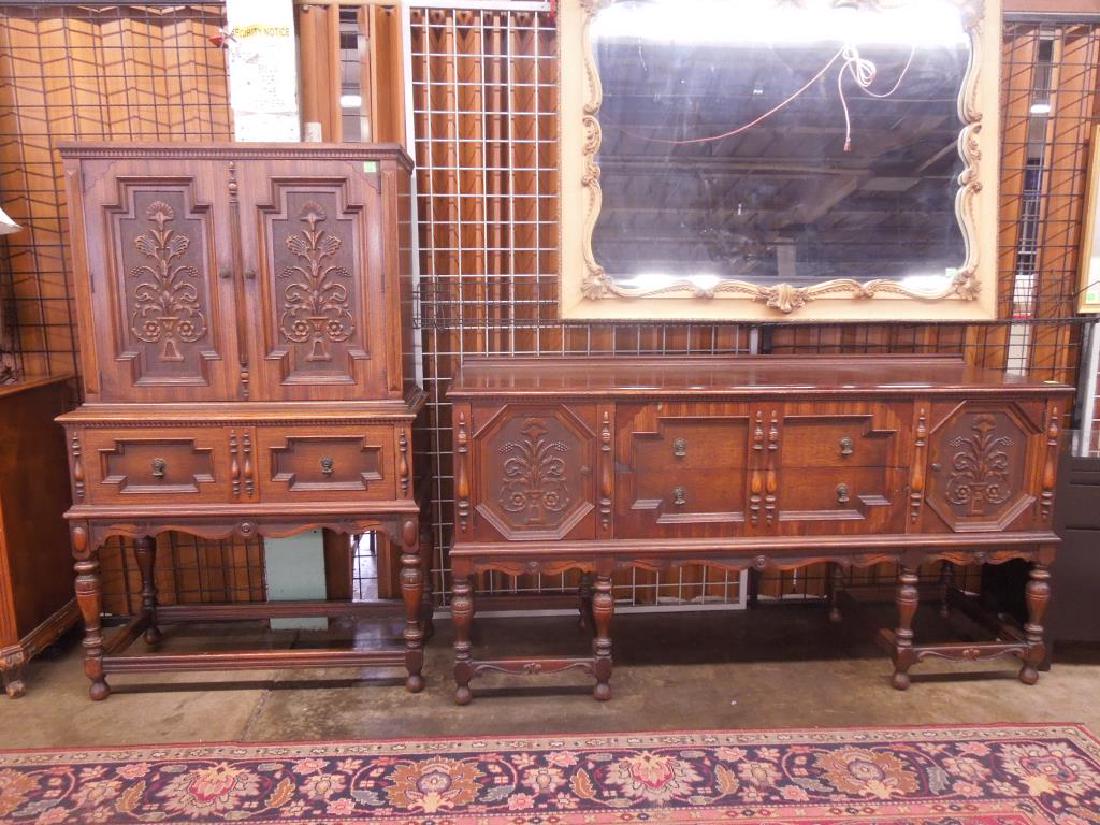 Jacobean Style China Cabinet & Sideboard (1 of 9)