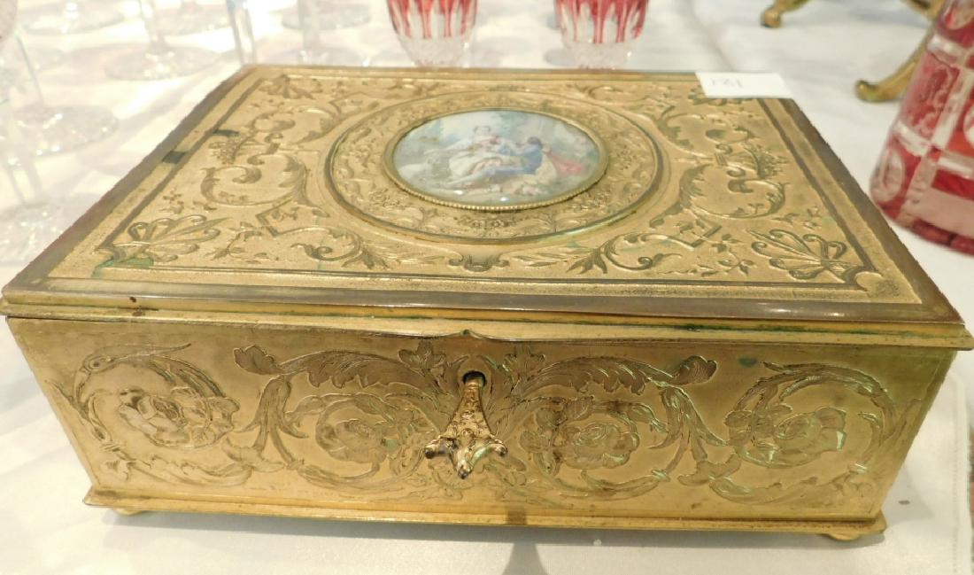 Antique French Gilded Brass Casket (1 of 5)