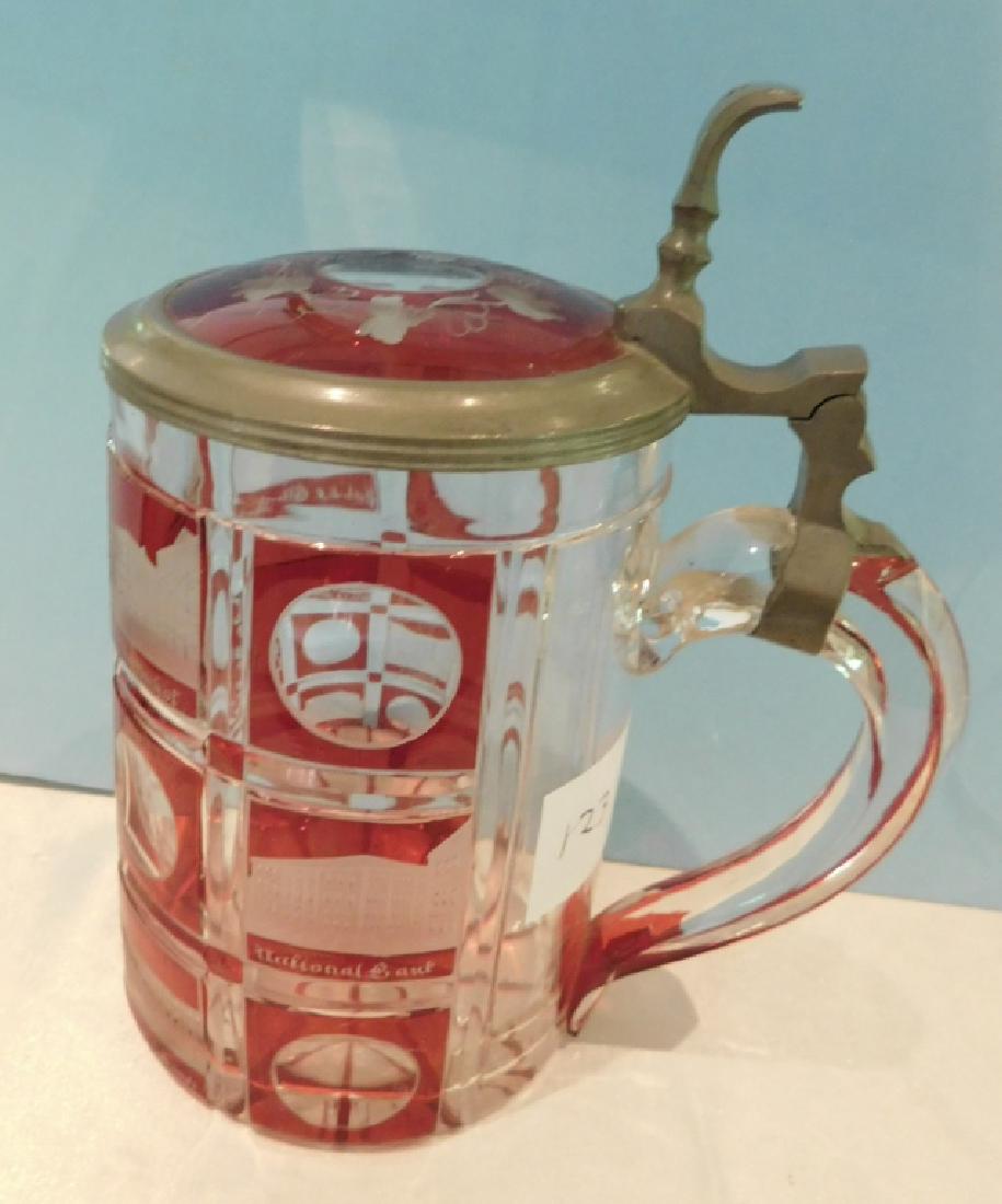 19th C Bohemian Ruby Cut to Clear Stein (1 of 3)
