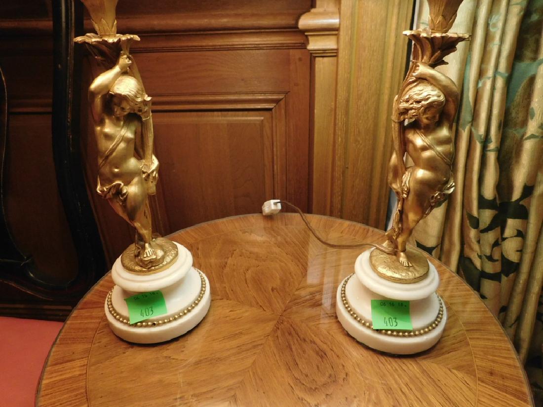 Pair Putti Candlestick Candlesticks Lamps (1 of 3)