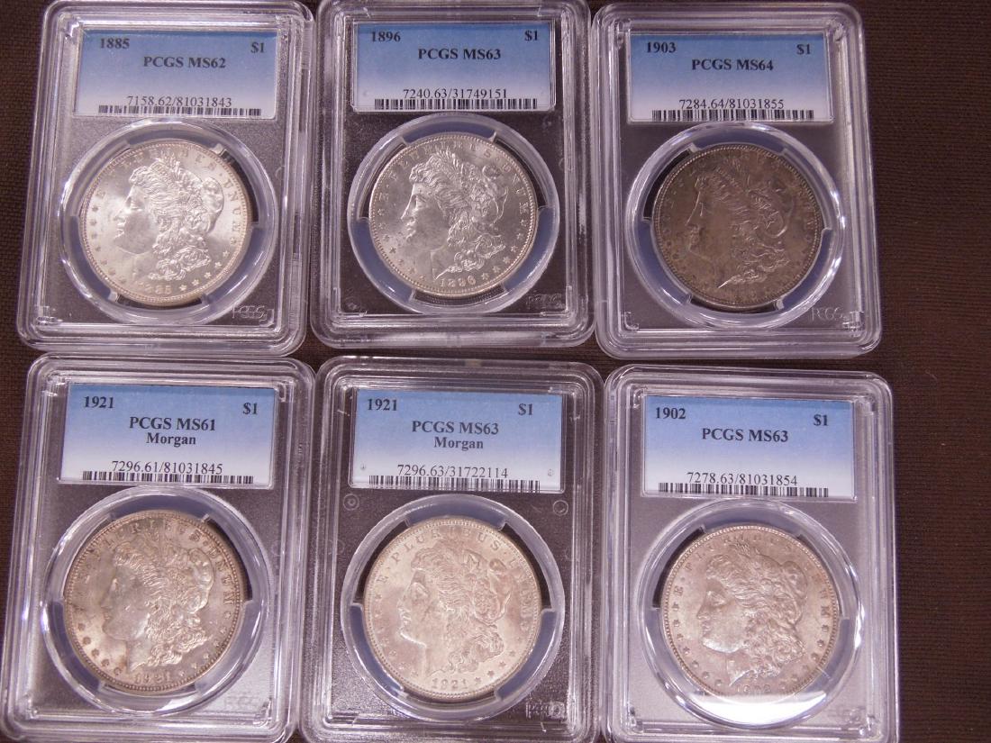 6 Unc Morgan Silver Dollars (1 of 2)