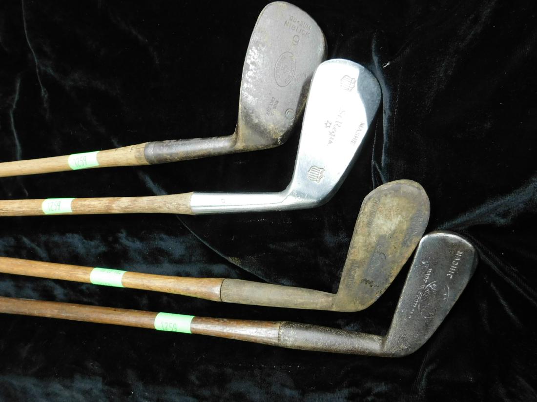 4 Vintage Wood Shaft Golf Clubs