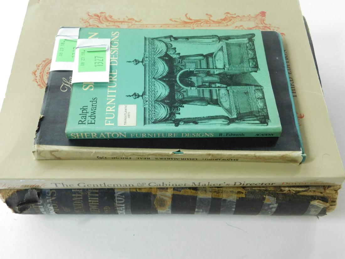 4 Chippendale Hepplewhite Sheraton Catalogues: Chippendale Hepplewhite Sheraton Catalogues - Four Books consisting of: Hayden, Arthur, Furniture Designs of Chippendale Hepplewhite and Sheraton, Gibbings and Co, London, 1910; Manwaring, Robert, Cab