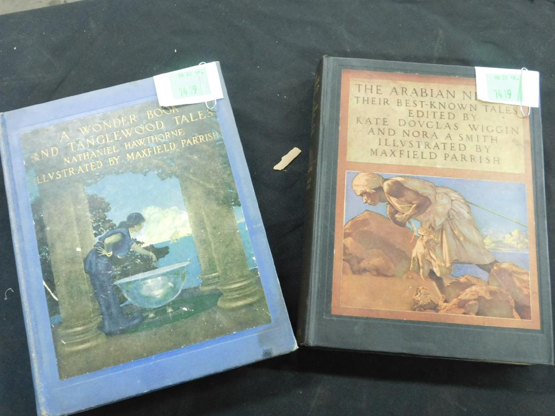 Two Books Illustrated by Maxfield Parrish: Two Books Illustrated by Maxfield Parrish : Hawhorne, Nathenial, A Wonder Book and Tanglewood Tales, Duffield & co, New York, 1928. (Later printing) and Wiggins, Kate Douglas (ed) The Arabian Nights,