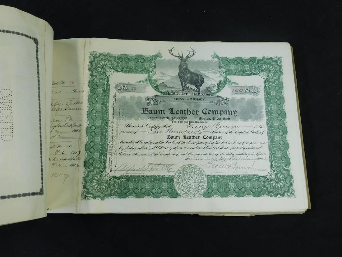 95 Stock Certificates for the Baum Leather Co. (1 of 4)