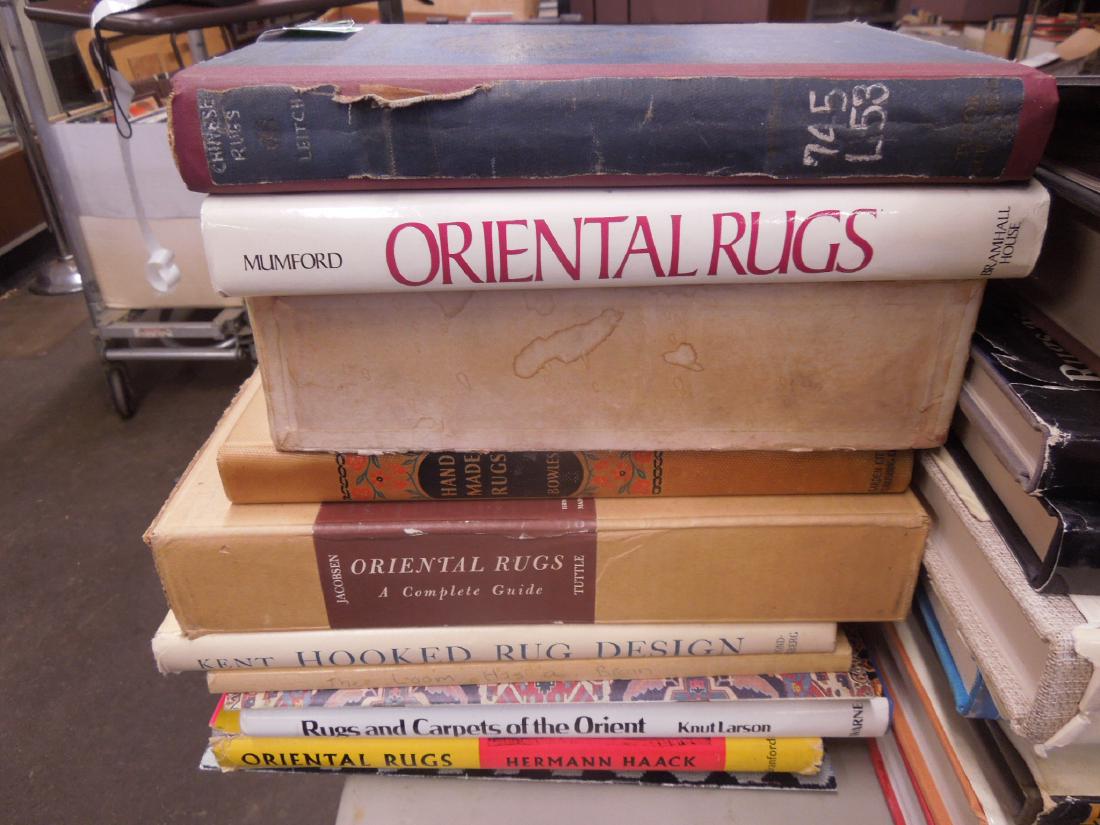 Books on Antique & Collectible Rugs & Carpets: Books on Antique & Collectible Rugs & Carpets. (24) books: CR Clifford, The Rug Dictionary, Clifford & Lawton, [nd]; Herman Blum, The Loom Has a Brain: The Wonderful World of Weaver's Art, Courier, 19