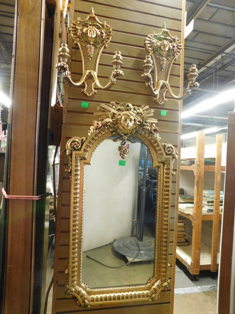 Louis XIV Style Wall Mirror & Sconces (1 of 10)